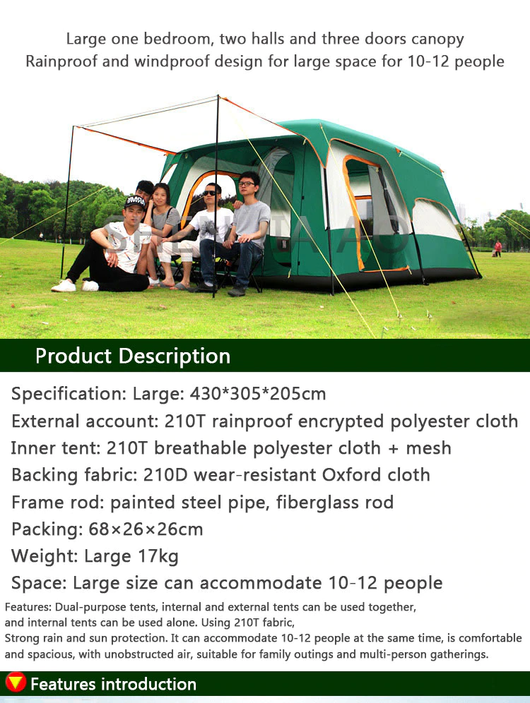 Cheap Goat Tents Outdoor Double Deck Two Bedrooms And Four Seasons Camping Waterproof Tent 8